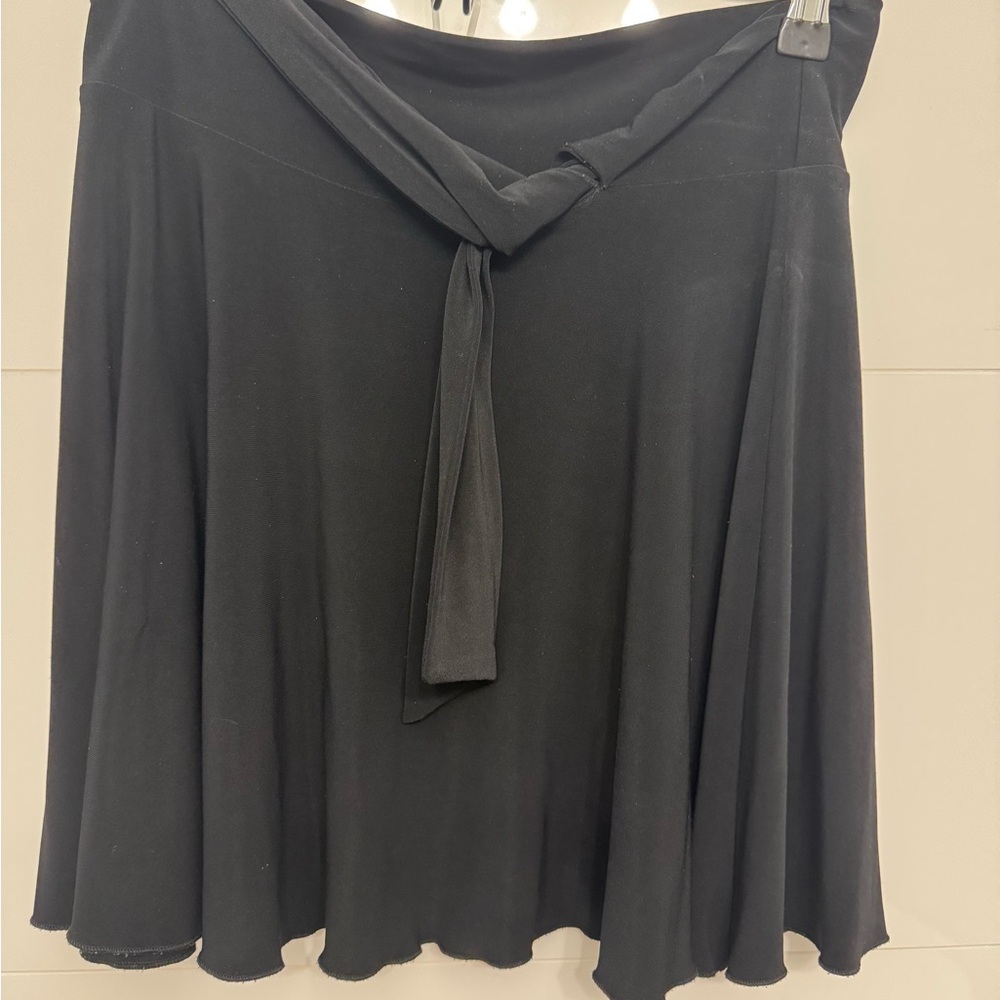 Mandee Black Wrap A-Line Skirt Knee-Length